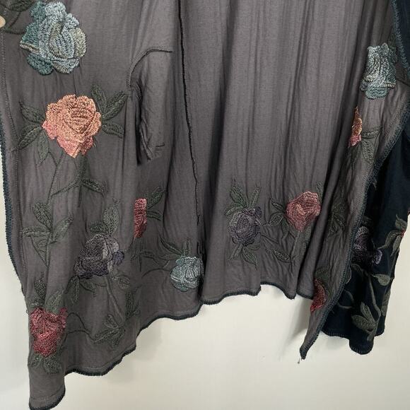 Johnny Was Biya Cardigan Woman's Small Dark Teal Long Duster Embroidered Floral - Picture 11 of 13